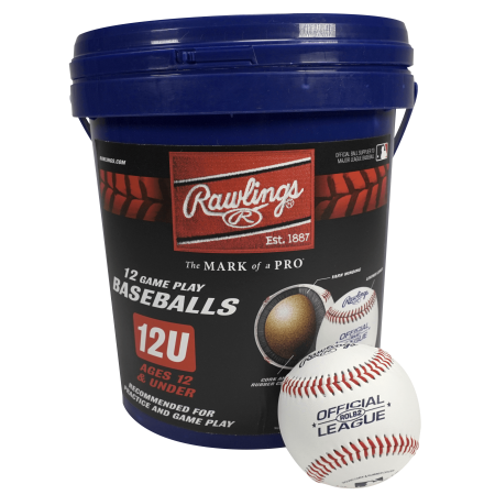 lot 448 image: Rawlings (12 Pack) Bucket of 12U Official League ROLB2 Youth Practice Baseballs