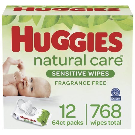 lot 453 image: Huggies Natural Care Aloe Baby Wipes, Unscented, 12 Flip-Top Packs (768 Total Wipes)