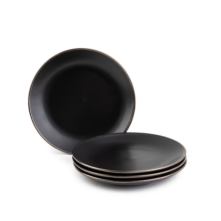 lot 466 image: Thyme & Table Dinnerware Black Onyx Stoneware Salad Round Plates, 4 Pack