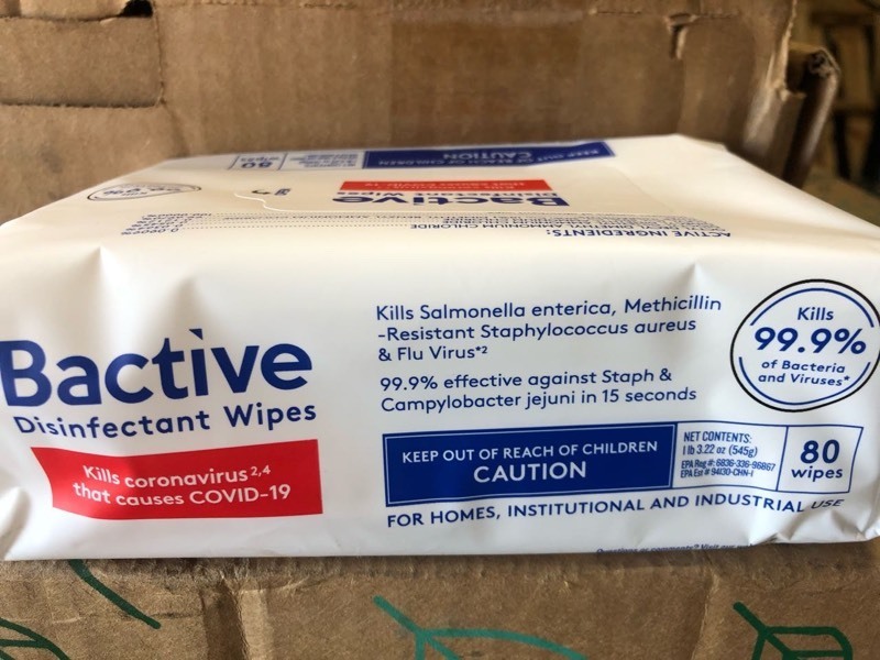 lot 5241 image: Bactive Antibacterial Wipes - 18 packs of 80 wipes each. Case of 18 Packs