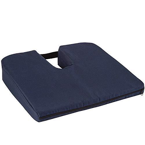 lot 40162 image: DMI Gradual Slope Seat Cushion for Coccyx, Sciatica and Tailbone Pain Used With Dining Room Chairs, Desk Chairs, Car Seats or Wheelchair Cushions, Machine Washable-Cover, 15 Inch, Navy