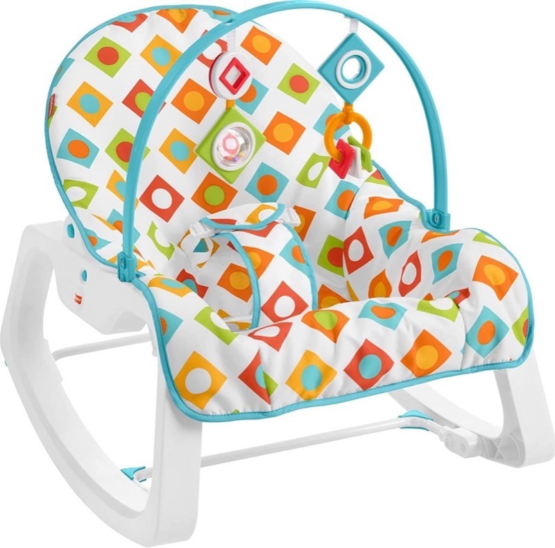 lot 39415 image: Fisher-Price Infant-to-Toddler Rocker  Geo Diamonds Baby Rocking Chair with Toys for Soothing or Playtime from Infant to Toddler