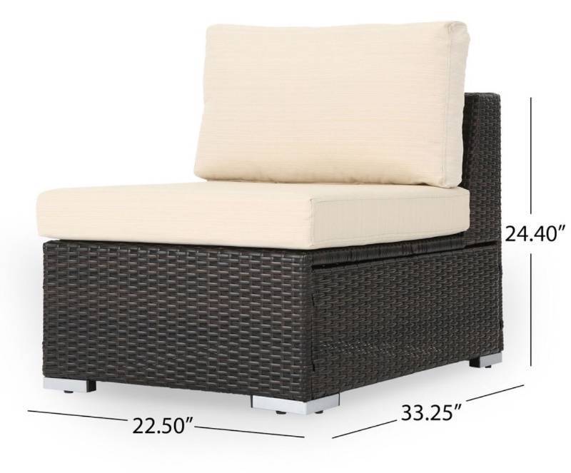 lot 21651 image: Santa Rosa Outdoor Wicker Armless Chair with Aluminum Frame and Cushions by Christopher Knight Home