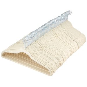 lot 20245 image: Velvet, Non-Slip Clothes Suit Hangers, IvorySilver - Pack of 100
