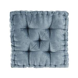 lot 20258 image: Intelligent Design Azza Floor Pillow Square Pouf Chenille Tufted with Scalloped Edge Design Hypoallergenic BenchChair Cushion, 20x20x5, Aqua
