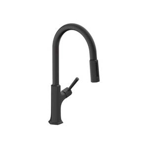 lot 20271 image: Hansgrohe Locarno Single-Handle Pull Down Sprayer Kitchen Faucet in Matte Black