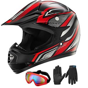 lot 20301 image: ILM Youth Kids ATV Motocross Dirt Bike Motorcycle BMX Downhill Off-Road MTB Mountain Bike Helmet DOT Approved (Youth-L, RedSilver)