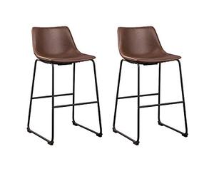 lot 20328 image: Signature Design by Ashley Centiar Urban Industrial 28.75 Pub Height Bucket Seat Barstool, 2 Count, Brown