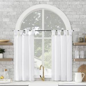 lot 20339 image: 45x52 Washed Cotton Twisted Tab Light Filtering Curtain Tiers White - Archaeo