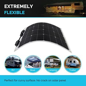lot 22326 image: Renogy Flexible Solar Panel 50 Watt 12 Volt Monocrystalline Semi-Flexible Bendable Mono Off-Grid Charger for Marine RV Cabin Van Car Uneven Surfaces
