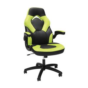 lot 22335 image: OFM Essentials Collection Racing Style Bonded Leather Gaming Chair, in Green (ESS-3085-GRN)