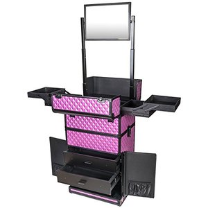 lot 22342 image: SHANY REBEL Series Pro Makeup Artists Rolling Train Case - Trolley Case - Charming Violet