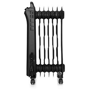 lot 22343 image: Portable Radiator Heater with 7 Wavy Fins, Manual Control, Black, 1500W