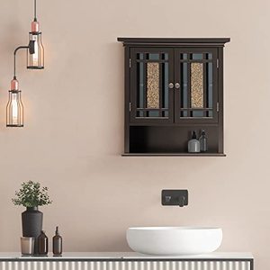 lot 22380 image: Teamson Home Windsor Detachable Bathroom Cabinet, Dark Espresso