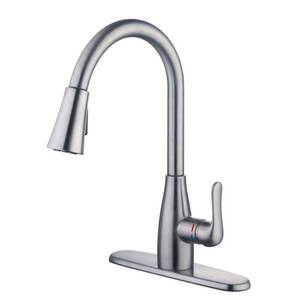 lot 4733 image: Glacier Bay McKenna Single-Handle Pull-Down Sprayer Kitchen Faucet in Stainless Steel with TurboSpray and FastMount, Silver