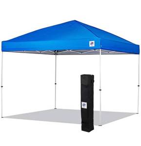 lot 11602 image: E-Z UP Envoy Instant Shelter Canopy, 10 x 10, Roller Bag, 4-Piece Spike Set, Recreational Grade Royal Blue Top