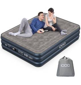 lot 11612 image: iDOO Queen Size Air Mattress, Inflatable Airbed with Built-in Pump, 3 Mins Quick Self-InflationDeflation, Comfortable Top Surface Blow Up Bed for Home Portable Camping Travel, 80x60x18in, 650lb MAX