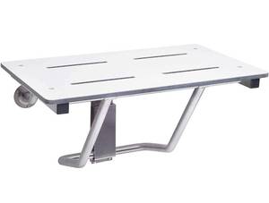 lot 11621 image: CSI Bathware SEA-WB2615-NH-PHSLO Bracket Wall Mount Folding Shower Seat with Slotted Top, White