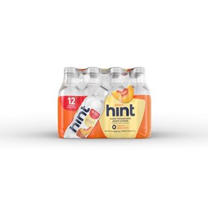 lot 12512 image: Hint Water Peach, (Pack of 12) 16 Ounce Bottles, Pure Water Infused with Peach, Zero Sugar, Zero Calories, Zero Sweeteners, Zero Preservatives, Zero Artificial Flavors