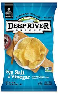 lot 12529 image: Deep River Snacks Sea Salt & Vinegar Kettle Cooked Potato Chips, 2 Ounce (Pack of 24)