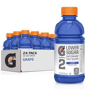lot 12546 image: Gatorade G2 Sports Drink, Grape - Low sugar, 12 Fluid Ounce Bottles - Pack of 24