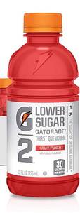 lot 12547 image: Gatorade G2 Thirst Quencher, Lower Sugar, Fruit Punch, 12 Ounce Bottles - 18 Pack