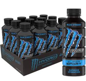lot 12551 image: Monster Energy Hydro Super Sport, Blue Streak, 20 Oz (Pack Of 12)