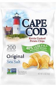 lot 12555 image: Cape Cod Potato Chips, Less Fat Original Kettle Cooked Chips, 1.5 Oz Pack of 56 (-)