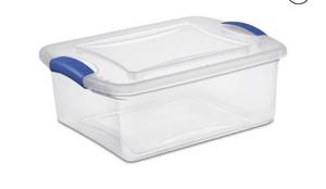 lot 12561 image: Sterilite 15 Quart Stadium Blue Latch Box Set of 2