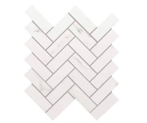 lot 13465 image: Florida Tile Home Collection Michelangelo Calacatta White 12 in. x 15 in. x 9 mm Matte Porcelain Herringbone Mosaic Tile (4.77 sq. ft.  Lot)