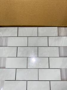 lot 13468 image: MS International Aria Ice 12 in. x 12 in. x 10 mm Polished Porcelain Mesh-Mounted Mosaic Tile (8 sq. ft.  Lot), White