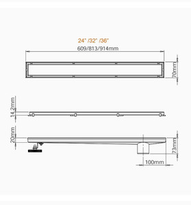lot 16708 image: Neodrain 47-Inch Offset Linear Shower Drain with Tile insert Grate Cover, Brushed 304 Stainless Steel Rectangle Side Outlet Shower Floor Drain, Adjustable Leveling foot, Hair Strainercatcher