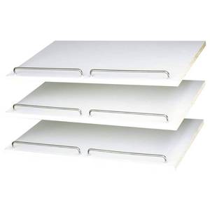 lot 16731 image: Easy Track - Slanted Shoe Shelves with Chrome Fence Rails (3 Pack)