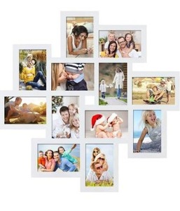 lot 100585 image: Collage Picture Frames for Wall Family Multiple Photo Frames Selfie Gallery Wall Hanging Wall Mounting Design (12 Openings-White)