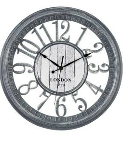 lot 100587 image: Bernhard Products Large Wall Clock 16 Inch Gray Noiseless Battery Operated Quality Quartz Rustic Farmhouse Shabby Chic Vintage Design for KitchenLiving RoomBedroomDecorative Stylish Clocks