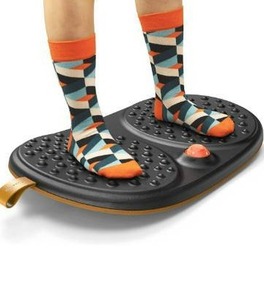 lot 100590 image: Standing Desk Mat Balance Board with Rollerball, Anti Fatigue Wooden Wobble Ergonomic Design, Office Comfort Floor Mat to Relieve Foot, Knee, and Back Pain, Non-Slip Bottom (Medium, 20.87 x 13.39)