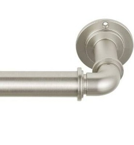 lot 100607 image: MODE Industrial Room Darkening Decorative Curtain Rod Set - 36 to 72 in, Nickel