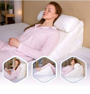 lot 100608 image: Flexicomfort Memory Foam Wedge Pillow for Sleeping with Adjustable Head Support Cushion - Post Surgery Pillow - Folding Incline Cushion System for Legs - Washable Cover