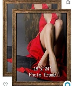lot 100613 image: Calenzana 18x24 Poster Picture Frames Rustic Distressed Photo Frame 18 x 24 Set, Wall Hanging, 2 Pack, Brown
