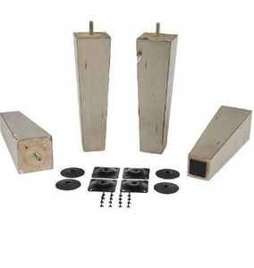 lot 100628 image: ProFurnitureParts Antique Gray 9 Tall Tapered Wood Sofa Legs wAnti-Skid Pads, Leg Plates Included Set of 4