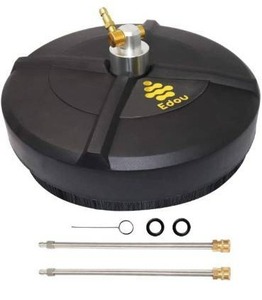 lot 100640 image: EDOU 15-Inch Pressure Washer Surface Cleaner - Power Washer Accessory, 2 Pressure Washer Extension Wand Attachment - Ideal for Cleaning driveways, Sidewalks and patios - 4000 PSI Max Pressure (Black)