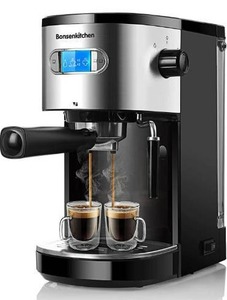 lot 100641 image: Espresso Machine 20 Bar Coffee Machine with Milk Frother Wand, 1350W High Performance No-Leaking 1.25L Removable Water Tank Coffee Maker For Espresso, Cappuccino, Latte, Machiato, For Home Barista
