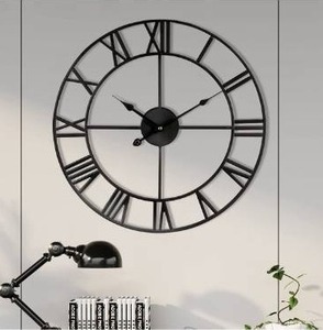 lot 100646 image: Large Silent Non-Ticking Wall Clock Roman Numerals Vintage Battery Operated (18inch) Farmhouse Wall Clock for Living Room, Bedroom, Kitchen, Cafe Decor-Black