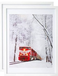 lot 100647 image: Egofine 18x24 Solid Wood Poster Frames Matted for 16x20 White - Acrylic Plexiglass Front for Wall Mounting Hanging Picture Frame Vertically or Horizontally, Set of 2