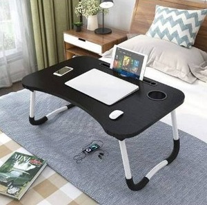 lot 100648 image: Wokie Foldable Laptop Bed Table Tray, Portable Lap Desk Stand, Multifunction Lap Tablet with Cup Holder Perfect for Eating Breakfast, Reading Book, Working,Watching Movie on BedCouchSofa (Wood)