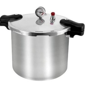 lot 100659 image: BreeRainz Pressure Canner And Cooker 21 Quart Aluminum, Nonstick, With Pressure Gauge Control, For Steaming Canning And Stewing, Silver
