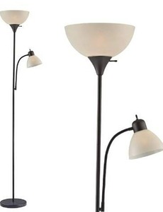 lot 100672 image: Adjustable Black Floor Lamp with Reading Light by LIGHTACCENTS - Susan Modern Standing Lamp for Living RoomOffice Lamp 72 Tall - 150-watt with Side Reading Light Corner Lamp (Black)
