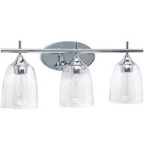 lot 100675 image: Homenovo Lighting Mersey 3-Light Bathroom Vanity Light Fixture, Clear Glass Shades