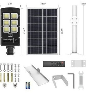 lot 100682 image: Solar Street Light, 400W Led Solar Street Lights Outdoor Dusk to Dawn 15000 Lumens Motion Sensor with Remote Control 6000K Daylight White for Yard, Garden, Street