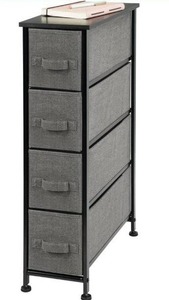lot 100690 image: mDesign Modern 4 Drawer Tall Storage Tower Organizer Nightstand, SideEnd Table Narrow Wardrobe Accessory Cabinet, for Bathroom, Closet, Living Room, Small Space Decor -